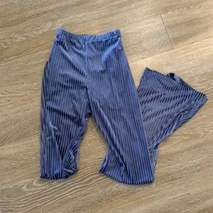 Blue velvet flare pants